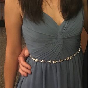 Steel blue floor length dress